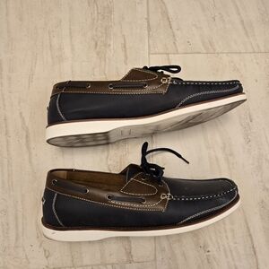 Men's Navy and Brown Boat Shoes